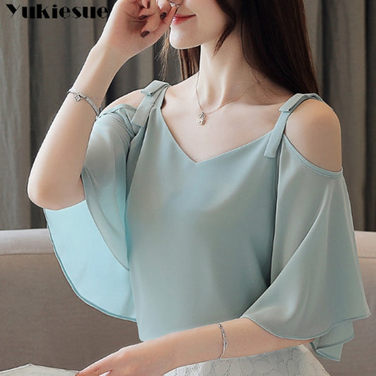 summer short sleeve batwing off shoulder women's shirt blouse for women blusas womens tops and blouses chiffon shirts plus size