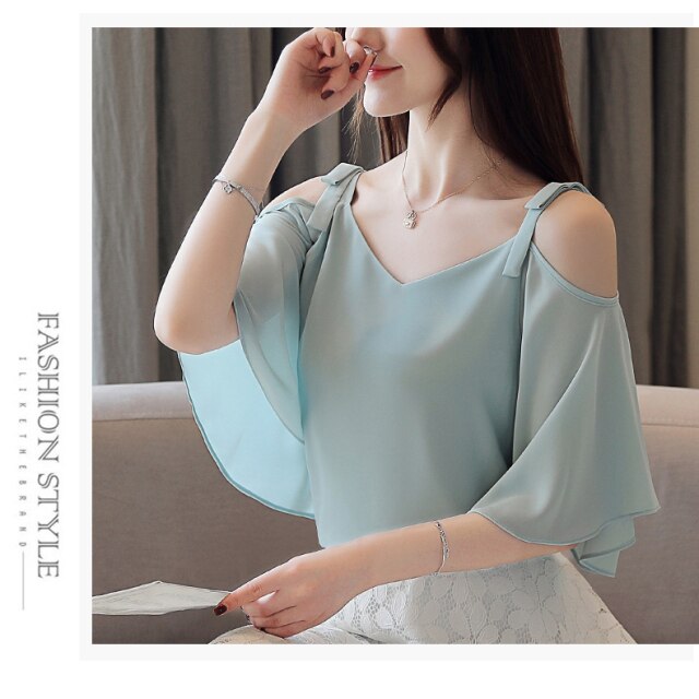 summer short sleeve batwing off shoulder women's shirt blouse for women blusas womens tops and blouses chiffon shirts plus size