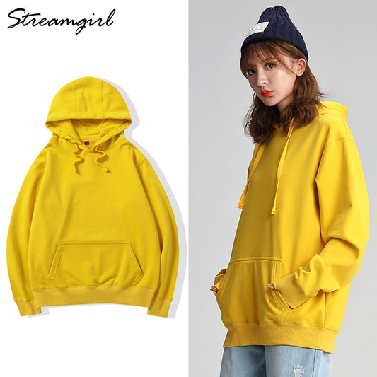 Women's Sweatshirt Cotton Oversized Hoodies And Sweatshirts Oversize Pink Sweatshirt With Hood Yellow Cotton Hoodies Women