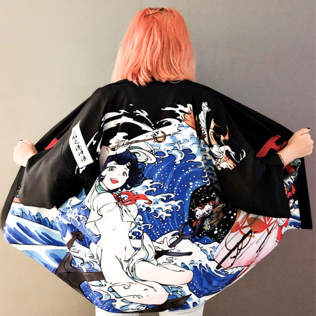 Womens tops and blouses harajuku kawaii shirt Japanese streetwear outfit kimono cardigan female yukata blouse women  AA001