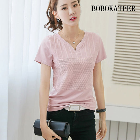 BOBOKATEER Cotton Shirt Women Blouses Plus Size Embroidery Blouse Femme Ete  Short Sleeve Summer Tops Blusas Camisas Mujer