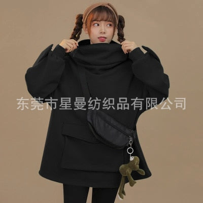 Women Hoodie Frog Pullover Winter Sense Hooded