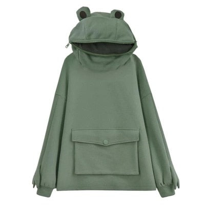 Women Hoodie Frog Pullover Winter Sense Hooded