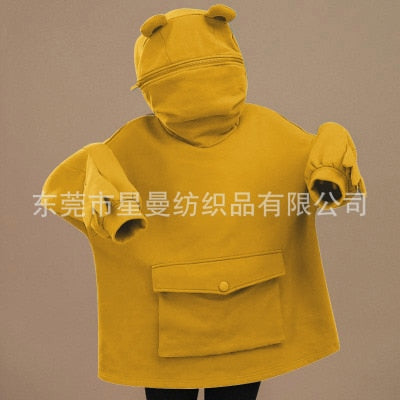 Women Hoodie Frog Pullover Winter Sense Hooded