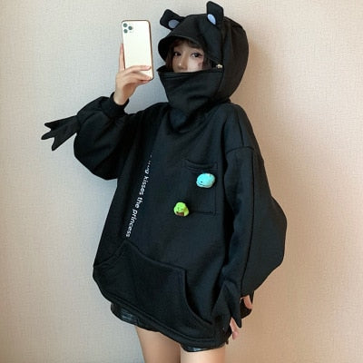 Women Hoodie Frog Pullover Winter Sense Hooded