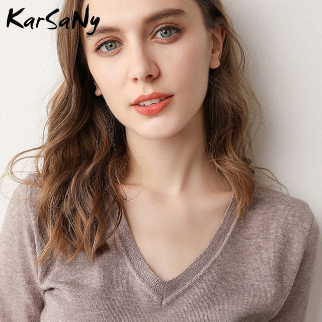 KarSany Half Sleeve Knitted Blouse Women Summer Ladies V-neck Blouses Blouse Knitted Womens Tops And Blouses Plus Size