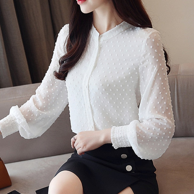 Fashion Woman Blouses Spring Long Sleeve Women Shirts White Blouse Tops Office Work Wear Women Blouse Shirt Blusas 0974 60