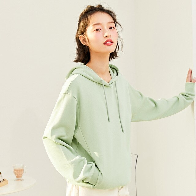 SEMIR Hooded Sweatshirt Women Autumn Spring Loose Korean Version Tops Winter New Women'S Solid Base Hoodies