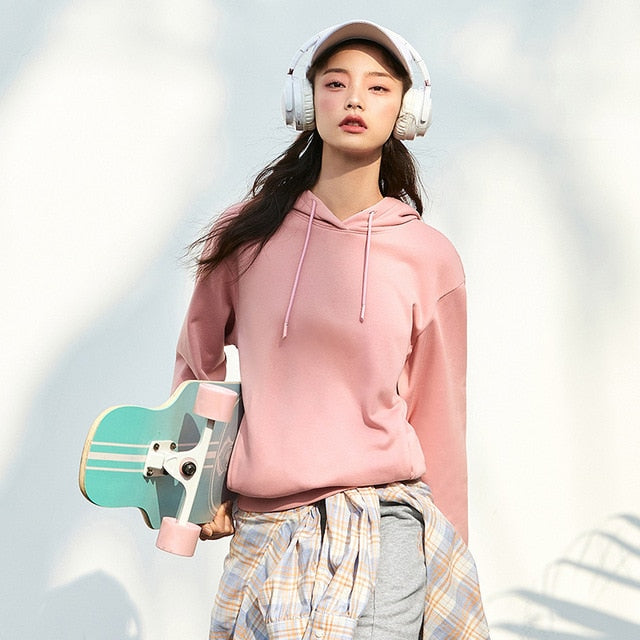 SEMIR Hooded Sweatshirt Women Autumn Spring Loose Korean Version Tops Winter New Women'S Solid Base Hoodies