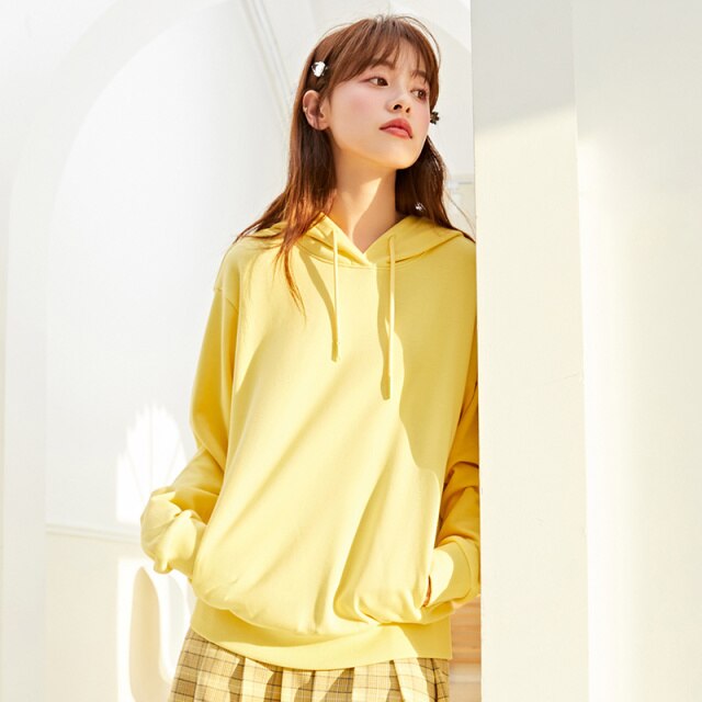 SEMIR Hooded Sweatshirt Women Autumn Spring Loose Korean Version Tops Winter New Women'S Solid Base Hoodies