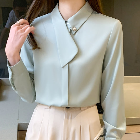 Blouse Women Blusas Mujer De Moda Long Sleeve Chiffon Blouse Shirt Turn Down Collar Office Blouse Women Tops Blusa E234