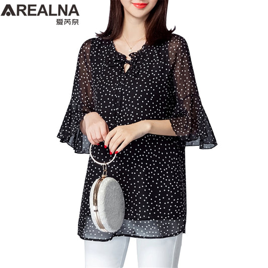 Kimono Plus Size 5XL Chiffon Polka Dot Blouse Women short Sleeve Clothing Korean Fashion  Front Tie Women's Tunic Shirt Tops