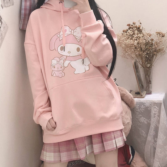 Japanese Sweet Hoodies for Girls Oversized Sweatshirt Clothes