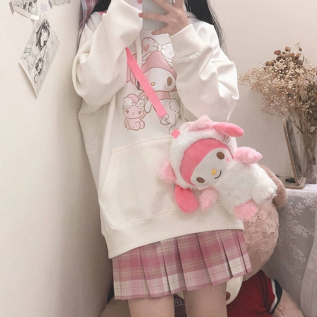 Japanese Sweet Hoodies for Girls Oversized Sweatshirt Clothes