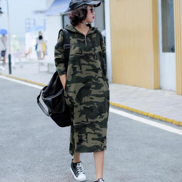 Spring Women Cotton Camouflage Printed Pullovers Sweatshirt Hooded Full Sleeve Long Casual Sweatshirt Autumn QYF075